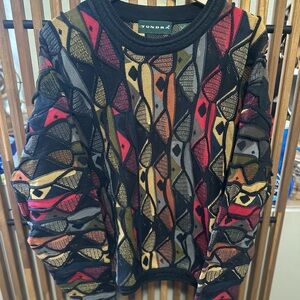 Tundra Canada Vintage 3D Geometric Knit Sweater Multicolor, Size Large - RARE